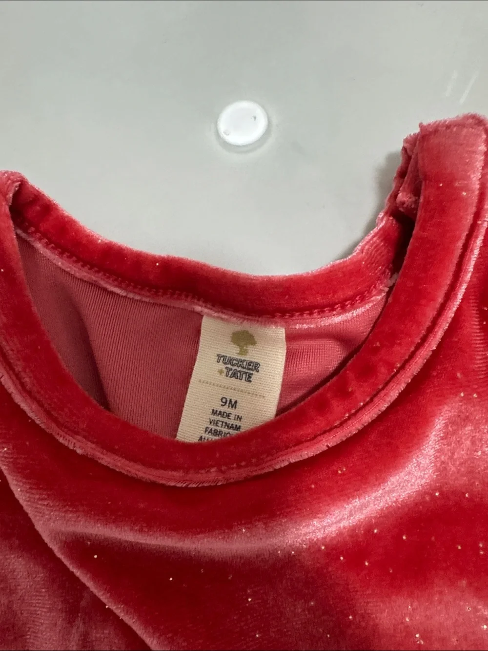 New Tucker + Tate Pink Glitter Velour Long Sleeve Jumpsuit 9 months onesie girly